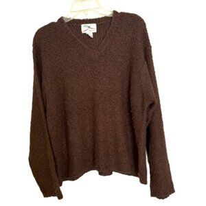 VINTAGE SML Sport LTD Brown V-Neck Bouclé Sweater Sz Large